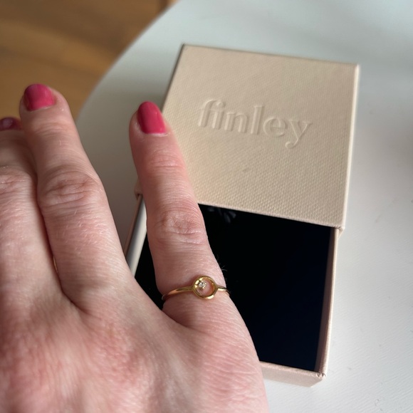 18k gold vermeil ring with white sapphire - Picture 4 of 4